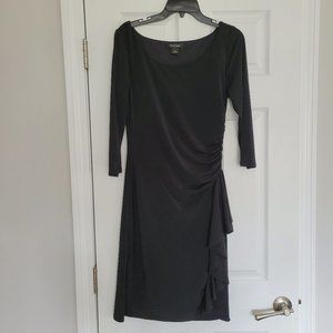 White House Black Market Long Sleeve Black Cocktail Dress with Rouching